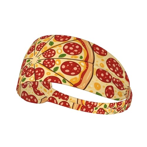 Boys Girls Sports Sweat Band, Multipurpose Long Head Ribbon for Sports Workout Spa, Fashion Pepperoni Pizza Art Headdress Hand Decor
