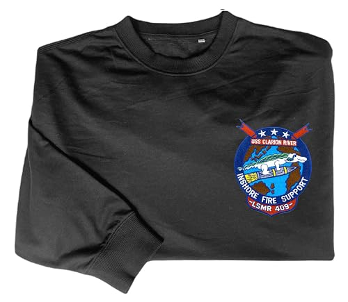 Lsmr 409 uss clarion river embroidered shirt Black2