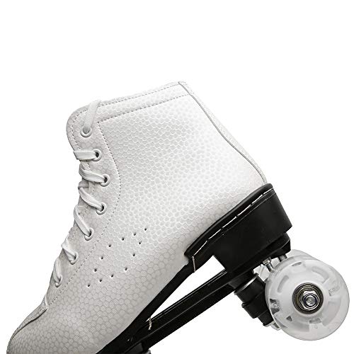 Image of Women Roller Skates High Top Indoor Outdoor Quad Speed Skates White 12 M US Women