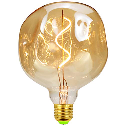 Tianfan Ampoule LED vintage filament spirale 3 W 120 lm 220 240 V E27 Lampe décorative Edison G125 pierre