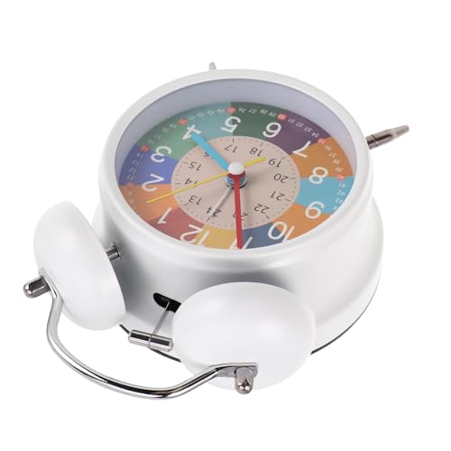 JEWEDECO Lindo Despertador Educativo de Metal para Mesa de Noche en Habitaciones Infantiles, Diseño Creativo y Compacto, Adecuado para Adultos y Adolescentes