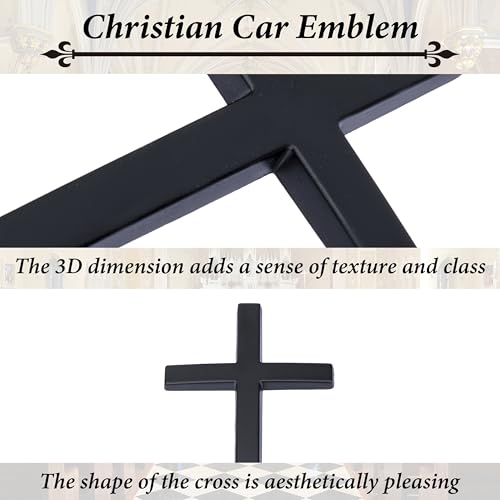 Image of Metal Cross Decals for Cars, 2.5 inchx1.8 inch Christian Car Emblem Badge Decals, 3D Self Adhesive Cross Stickers Car Accessories, Jesus Stickers for Cars Body Fender Tail (Black)
