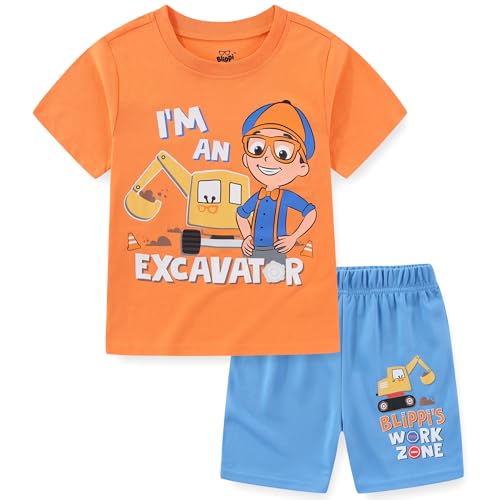 Blippi Boys Short Sleeve T-shirt and Short 2 Piece Set for Toddler 2T to Big Kids