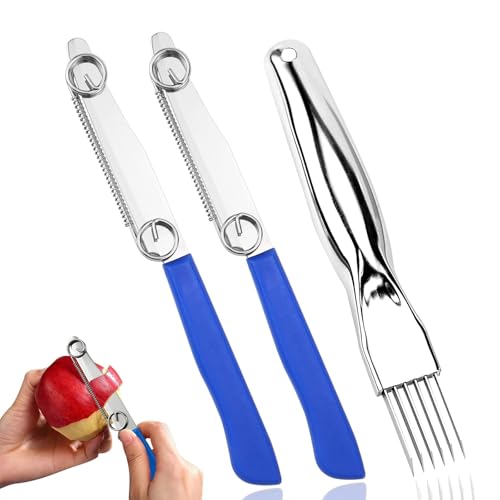 2 PCS Zaubermesser Clever Messer Kartoffelschäler Zaubermesser Italien Wird mit 1 Schäler Aus Edelstahl Geliefert Multifunktions-Obstmesser mit Verstellbarer Feder Obstschälmesser