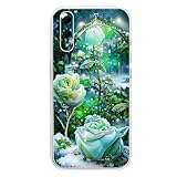IVY TPU Case for Samsung Galaxy S25 Edge Clear Case with Rose Design, Anti-Yellowing, Anti-Fall,Wireless Charging Compatible Cover - Green