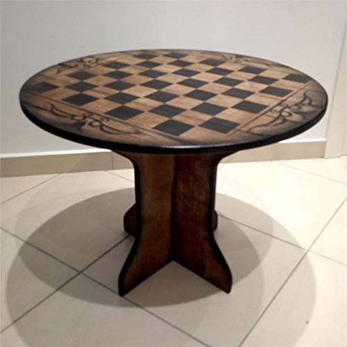 Antique Look Chess Table Top, Handmade Artwork On Rustic Aged Wood Inspired By Old Wine Barrels, Living Room Bar Gaming Table Furniture, Size 16, 20, 24 Or 30 Inch #TOP3