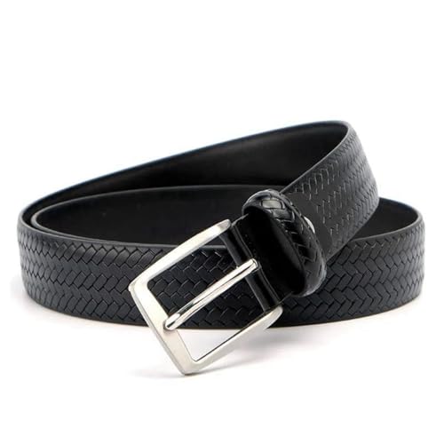 Klauer Correas de cintura de cuero Cinturones de cuero a cuadros para hombres, Negro