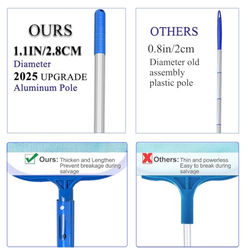 Epesl 183cm Pool Kescher Netz - Schwimmbad Blätter Reinigungsnetz Mesh Net Poolreinigung - 4 Abnehmbare Interface Aluminium Pole Reiniger Laubkescher Skimmer für Aquarium/Brunnen/Whirlpool/Teiche – Bild 6