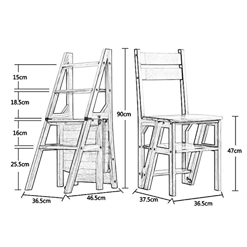 Taburete de escalera plegable multifunción con peldaños de madera estables para el hogar 3