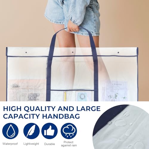 Image of 2 Pack Large Poster Storage Bag 48 inch x 36 inch Bulletin Board Holder Art Portfolio Case PVC Art Portfolio Container Bulletin Board Storage Box with Pocket for Classroom Teacher Organization
