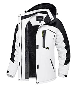 TACVASEN Vestes Imperméables pour Femmes pour Activités Extérieures avec Capuche Manteau Chaud Doublé en Fleece pour Dames Veste coupe vent pour Randonnée Manteau Isolant pour Ski Blanc,L