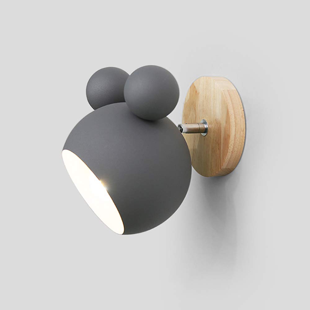 Applique murale enfant E27 design dessin animé et bois noir pour chambre