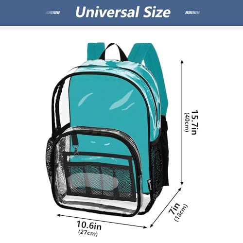STAYTOP Teal Colored Clear Backpack Transparent Heavy Duty Bookbag See Through Bag for Shopping School Work Travel Security4