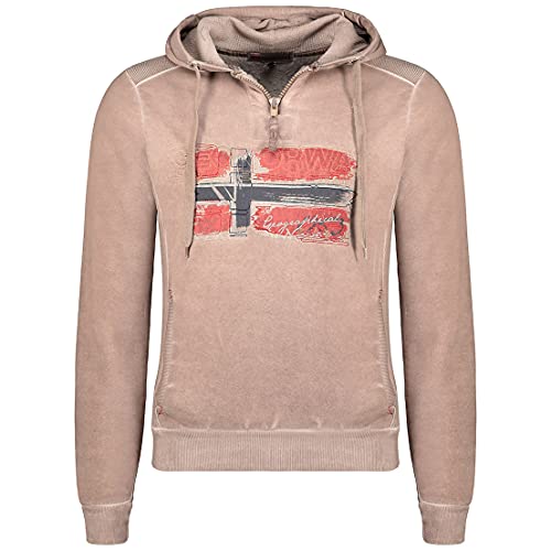 GEO NORWAY GACARDI Men - Sudadera con Capucha y Cremallera con Logotipo para Hombre - Sudadera de Manga Larga - Sudadera Deportiva Casual marrón L Cover