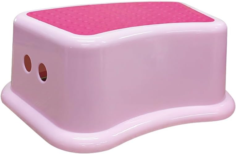 Step Stool For Toilet with Non-Slip Surface, One Step Potty Step Stool for Toddlers For Bathroom And Sink, Plastic Kitchen for kids (Pink)