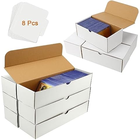 BIU-BOOM Cardboard Boxes for Trading Cards,Trading Card Storage Box,Sports card storage boxes for Baseball Cards,Football Cards,Basketball Cards-sheets label sticker+8 Card Dividers Cover