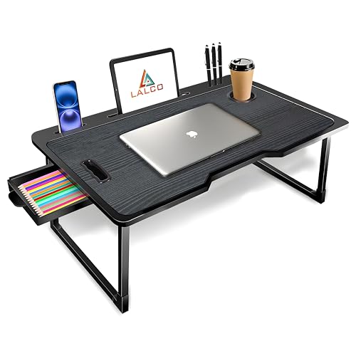 Study Table Bed Table Premium Laptop Table/Foldable and Portable Wooden/Writing Desk for Office/Home/School~~ (COTTED~Black) - Image 7