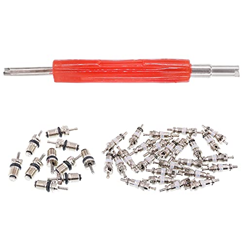 Glarks 36Pcs Car Air Conditioner Valve Core Schrader Valve Cores Accessories A/C R12 R134A Refrigeration Tire Valve Stem With Double Head Dual Dismantling Remover Installer Tool Assortment Kit #TOP3
