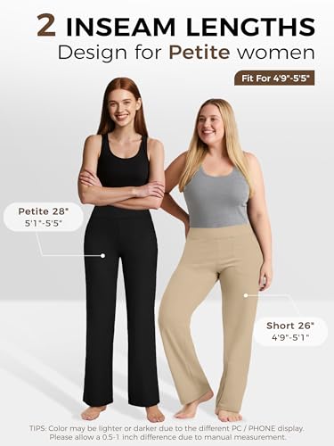 Image of Tapata Petite Womens Wide Leg Yoga Pants 26 /28 High Waist Stretch Loose Lounge Sweatpants Dress Work Casual with Pockets