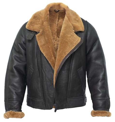 Men’s Aviator B3 Flying Cross Zip Shearling Leather Bomber Pilot Jacket