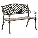 Outsunny Banco de Jardín de 2 Plazas de Aluminio Fundido Banco de Exterior Estilo Vintage para Terraza Balcón Patio Carga 240 kg 103x62x83 cm Bronce