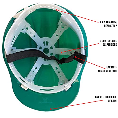 Image of LADWA Green Heavy Duty Superior Safety Helmet, ISI Marked Industrial Protective Hard Hat for Construction, Factory and Outdoor Work Safety (Pack of 1)