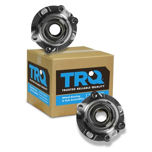 Image of TRQ Front Driver and Passenger Side Wheel Bearing and Hub Assembly Set 2 Piece Compatible with 2008-2012 Nissan Altima Base Model S SL Hybrid 2007 Altima Base Model S Hybrid with 4 Wheel ABS Brakes