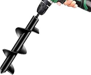 Auger Drill Bit Garden Plant Tool Flower Bulb Auger Spiral Hole Drill Rapid Planter Earth Auger Bit Post or Umbrella Hole Digger for 1cm Hex Drive Drill (8.1cm x 30cm )