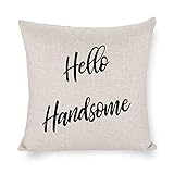 Mutilovely Throw Decorative Pillow Cover, Good Morning Gorgeous Hello Handsome Cotton Linen Pillowcase for Sleeping, Soft Pillow Cases for Sofa Couch Bed, New Home Gift, 22'x22'