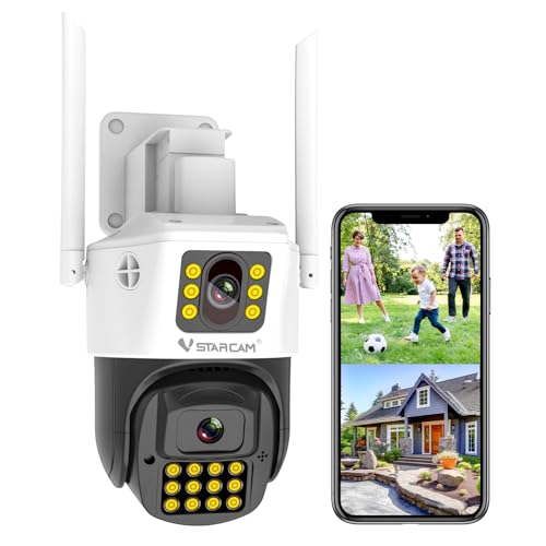 VSTARCAM 2MP Dual Lens Security Camera Outdoor, Dual Lens WiFi Camera,Motion Detection,Auto Tracking,Two Way Talk, Wired 360Â° Surveillance Dual Lens Camera, Full Color& Infrared Vision