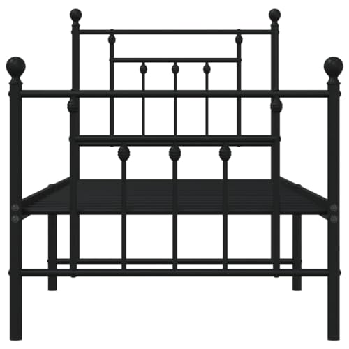 ZEYUAN Bettgestell mit Kopf- und Fußteil Metall Schwarz 75x190 cm, Bett, Bed Frame, Familienbett, Bettrahmen, Bett Gestell, Bett Rahmengestell, Schlafzimmer Bett - 353545 – Bild 7