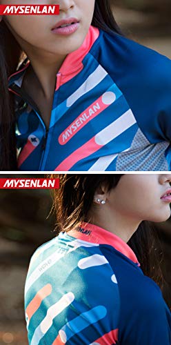Mysenlan – Calça feminina de ciclismo, manga comprida, respirável, jérsei acolchoado 3D, calça compr