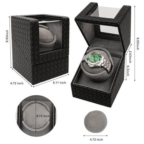 image for VIIFF Watch Winder, Premium Prismatic Leather with a Super Quiet Japan