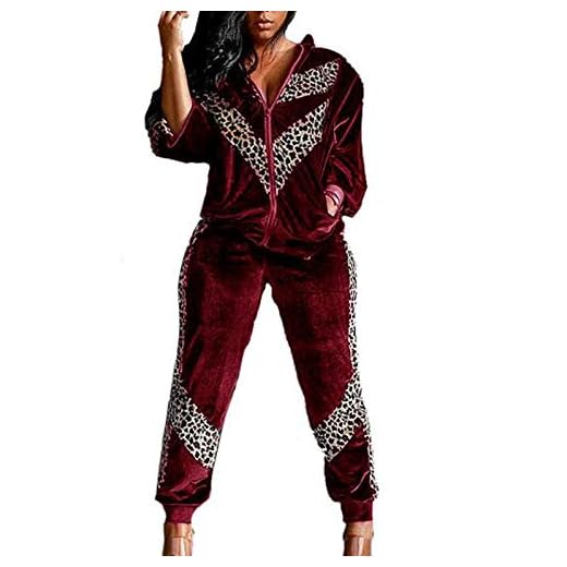 Dam Dam Velour Sammet Leopard Träningsdräkt Set Tröja Lounge 2 st, Långärmad Tröja och Byxor Jogging Gym Outfit Sportkläder