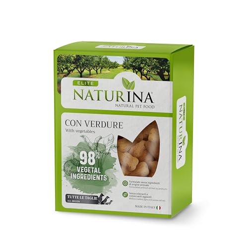 NATURINA - Elite Biscotto per Cani Adulti con Verdure, Gustoso e Digeribile, Aiuta l'Igiene Orale, Senza Ingredienti di Origine Animale e Coloranti, per Tutte le Taglie, Made in Italy, Scatola da 400g
