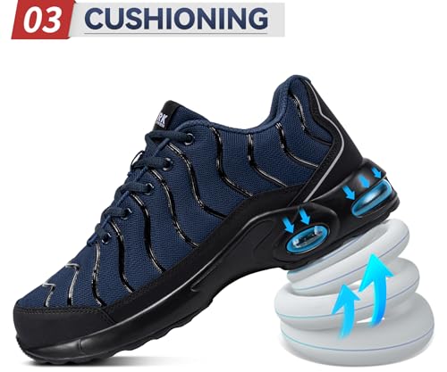 Image of LARNMERN Cushioned Steel Toe Shoes for Men Safety Toe Tennis Sneakers | Breathable ASTM Wide Toe Lightweight Puncture Proof Fashional Style Comfort Slip Resistant