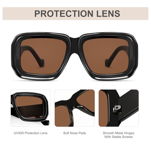 YDAOWKN Vintage Oversized Sunglasses for Women Men Retro Square Luxury Big Large Sun Glasses UV400 — view 5