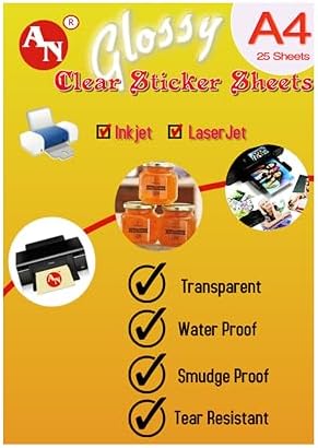A N A4 Clear Self Adhesive Sticker Photo Paper for Inkjet and Laser ...