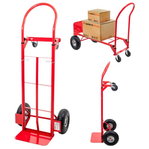 SELECTSHOP Diablito de Carga Tipo Plataforma 2 Posiciones Capacidad de Carga de 200 kg a 400 kg Ruedas Neumáticas de Caucho y Polipropileno Estructura de Acero Carrito Multiusos y...