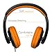 rockpapa Comfort+ Kids Headphones with Microphone, Boys Girls Student Over-Ear Headphones Wired for School Classroom Laptop PC Computer Tablet Black Orange