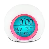 【Calendario y termómetro】 Un LED grande muestra el calendario digital. La hora es con formato de 12/24 horas, el termómetro es con Celsius / Fahrenheit para su elección