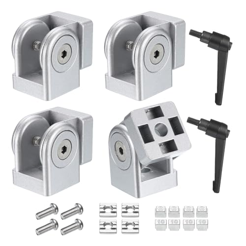 sourcing map 2Pcs Die-Cast Aluminum Pivot Joint 180°Adjustable Flexible Pivot Joint Connector with M8 Screws for 3030 Series Aluminum Extrusion Profile, Aperture 8mm, Silver Tone