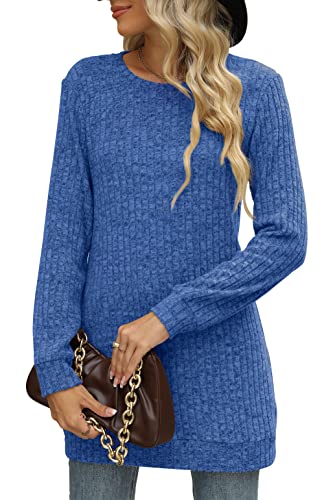 Image of Sweaters for Women Long Sleeve Crewneck Sweatshirt Loose Casual Tunic Tops