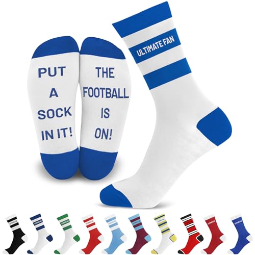 SC Products Mens Football Socks with Funny Message on Sole | Size 6-12 Cotton Novelty Socks Funny Football Gifts for Men | Ultimate Fan Sports Gifts for Him for Christmas, Birthday, Secret Santa