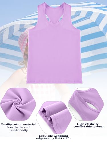 Image of SATINIOR 4 Pieces Girls Dance Tank Tops Racerback Crop Tops Sleeveless Dance Clothes for Girls Gymnastics