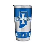 Rico Industries NCAA Indiana State Sycamores 20oz Stainless Steel Tumbler with Lid - Great For Coffee, Tea, Water or Cocktails
