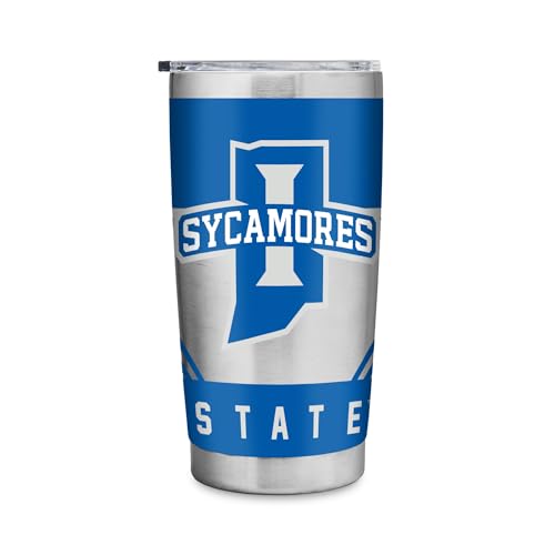 Rico Industries NCAA Indiana State Sycamores 20oz Stainless Steel Tumbler with Lid - Great For Coffee, Tea, Water or Cocktails