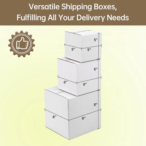 Image of Assorted Shipping Boxes 8X8X8 & 6X6X6 & 5X5X5 Pack of 30, Small shipping box White, 10 PCS Each Corrugated Cardboard Box for Packaging Small Business, Mailing