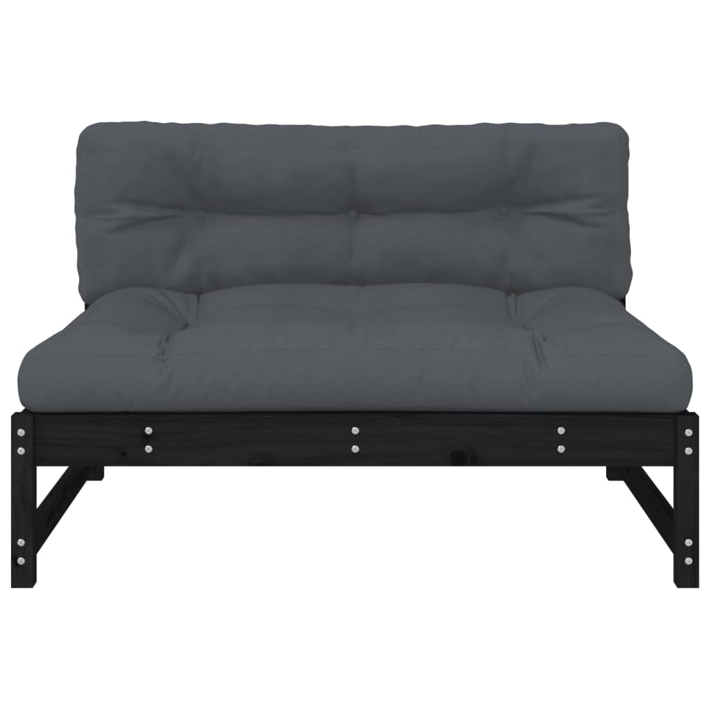 Homgoday Sofá Central Madera Maciza de Pino Negro 120x80 cm, Sofá Central Jardín Muebles de Exterior Sillón Asiento Silla Sala de Estar Salón Terraza Patio Exterior Balcón Estable Tipo 2