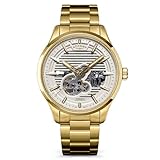 Rotary Greenwich Skeleton - Reloj de pulsera automático de acero inoxidable chapado en oro resistente al agua hasta 100 m, para hombre